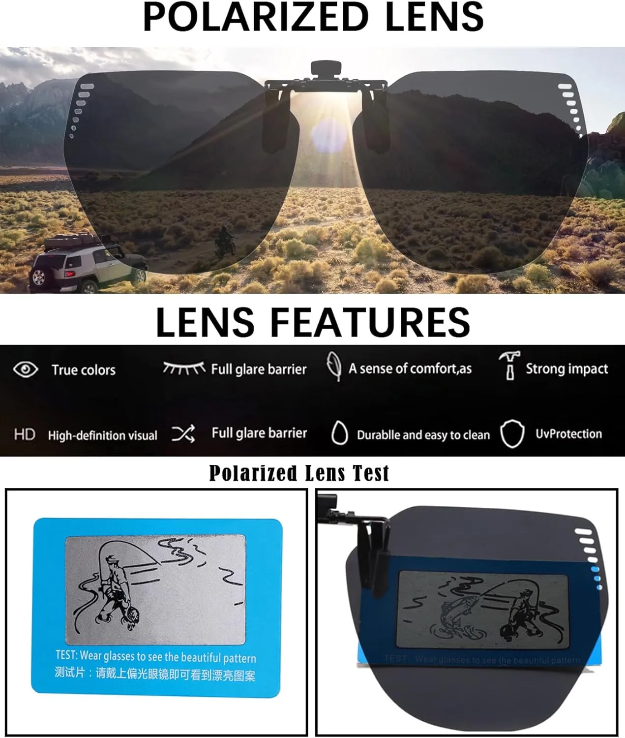 Long Keeper Clip On Sunglasses - Polarized Clip-on Sunglasses over Prescription Glasses Women Men Rimless Flip Up Eyeglasses