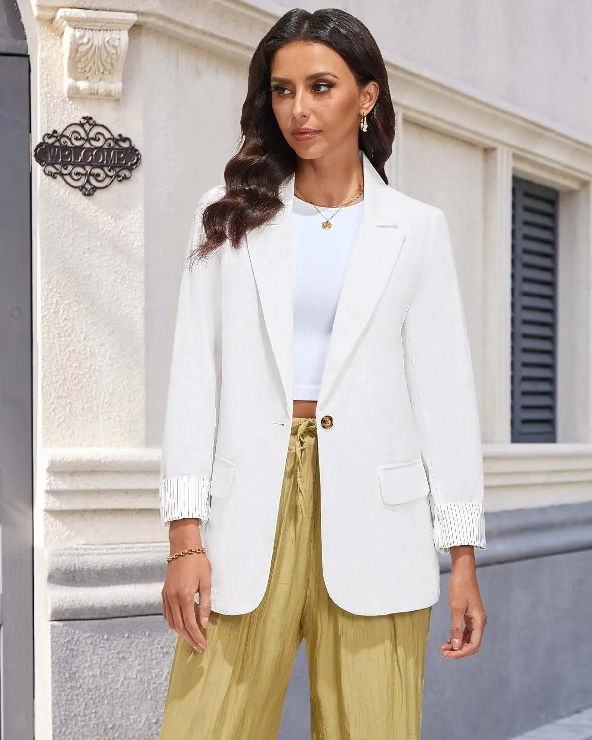 luvamia Blazers for Women Business Casual Dressy Work Fashion Lightweight Spring Summer Linen Unlined 2025 Suit Jackets
