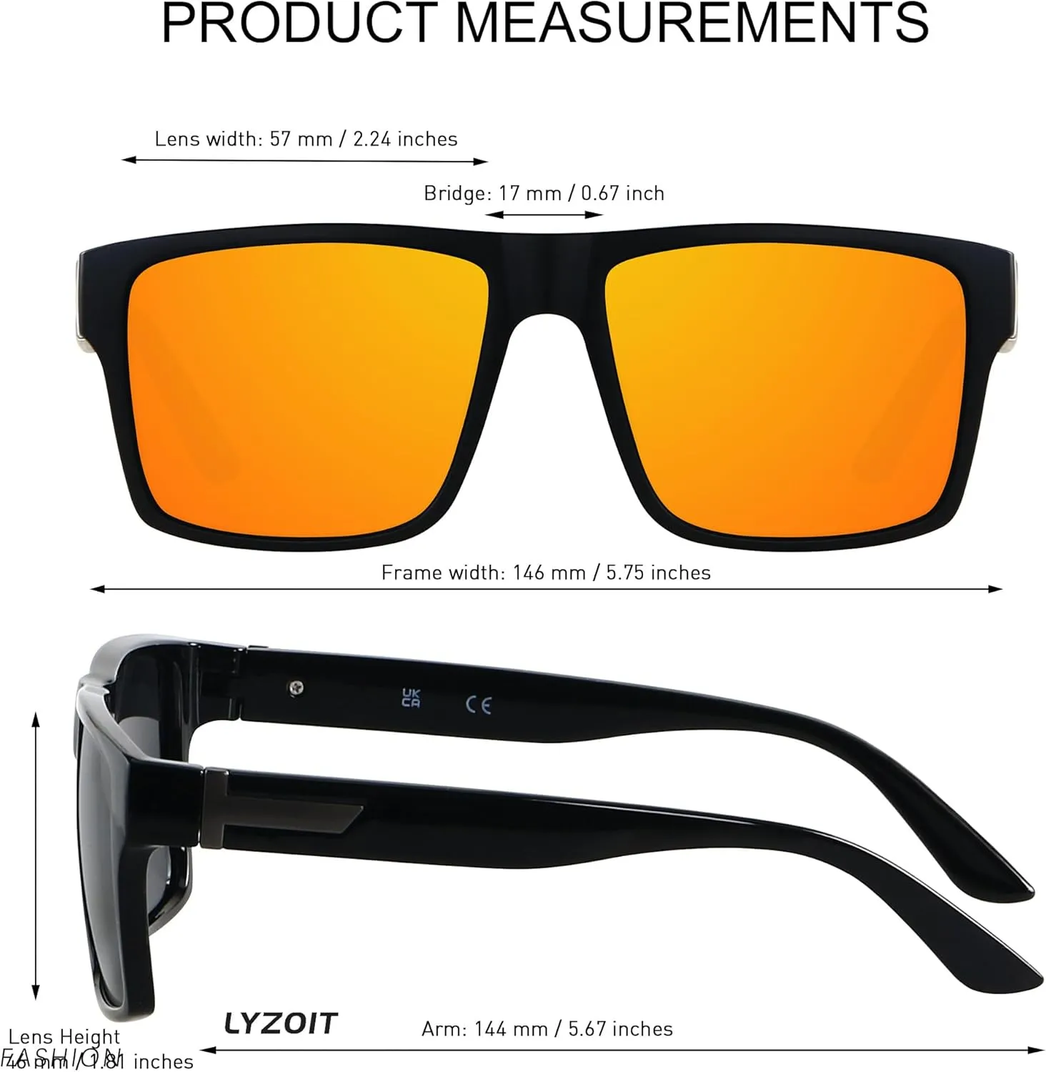 LYZOIT Square Sunglasses for Men Women Polarized Oversized Big UV Protection Rectangle Shades