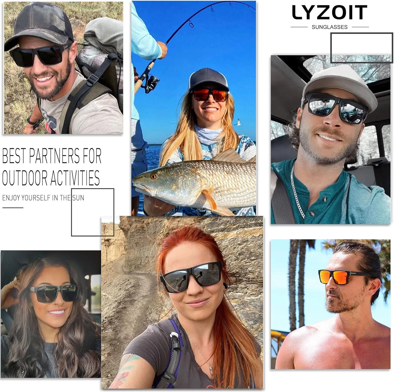 LYZOIT Square Sunglasses for Men Women Polarized Oversized Big UV Protection Rectangle Shades