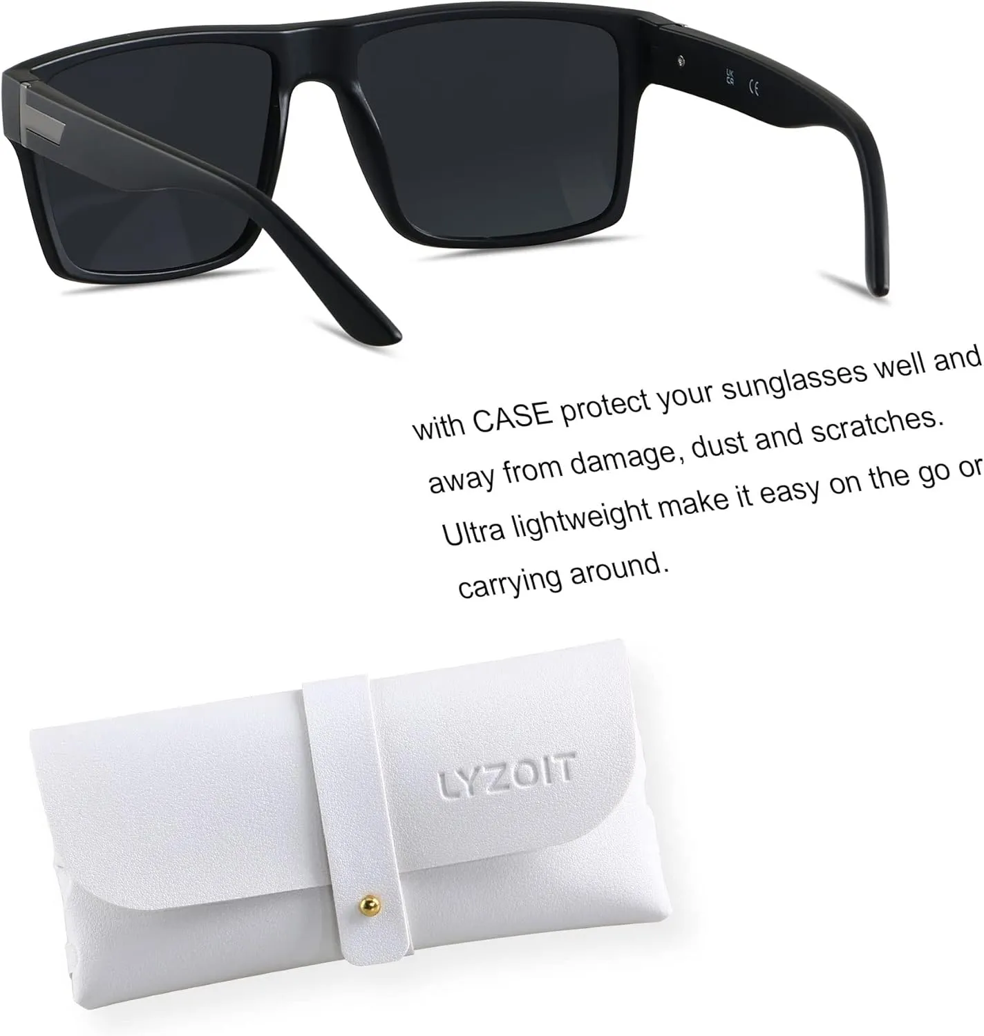 LYZOIT Square Sunglasses for Men Women Polarized Oversized Big UV Protection Rectangle Shades