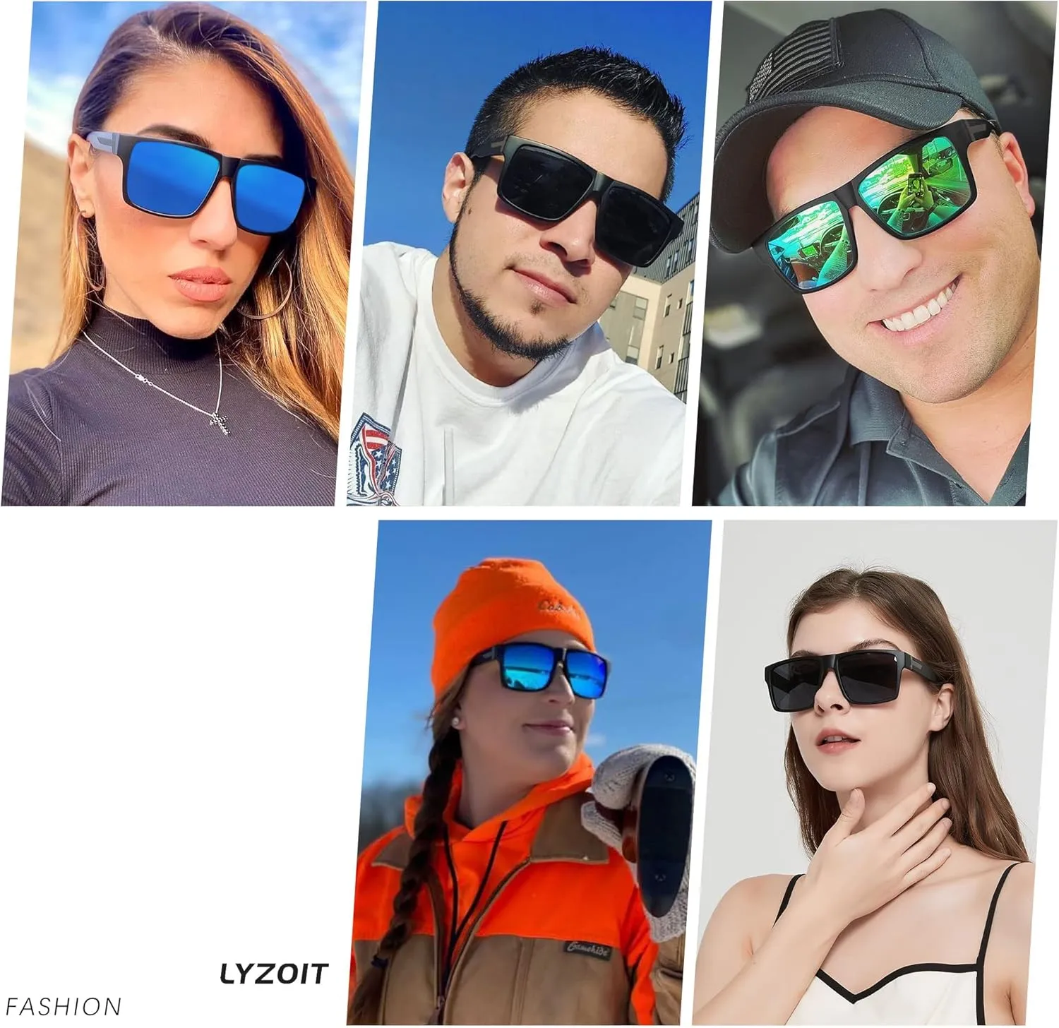 LYZOIT Square Sunglasses for Men Women Polarized Oversized Big UV Protection Rectangle Shades