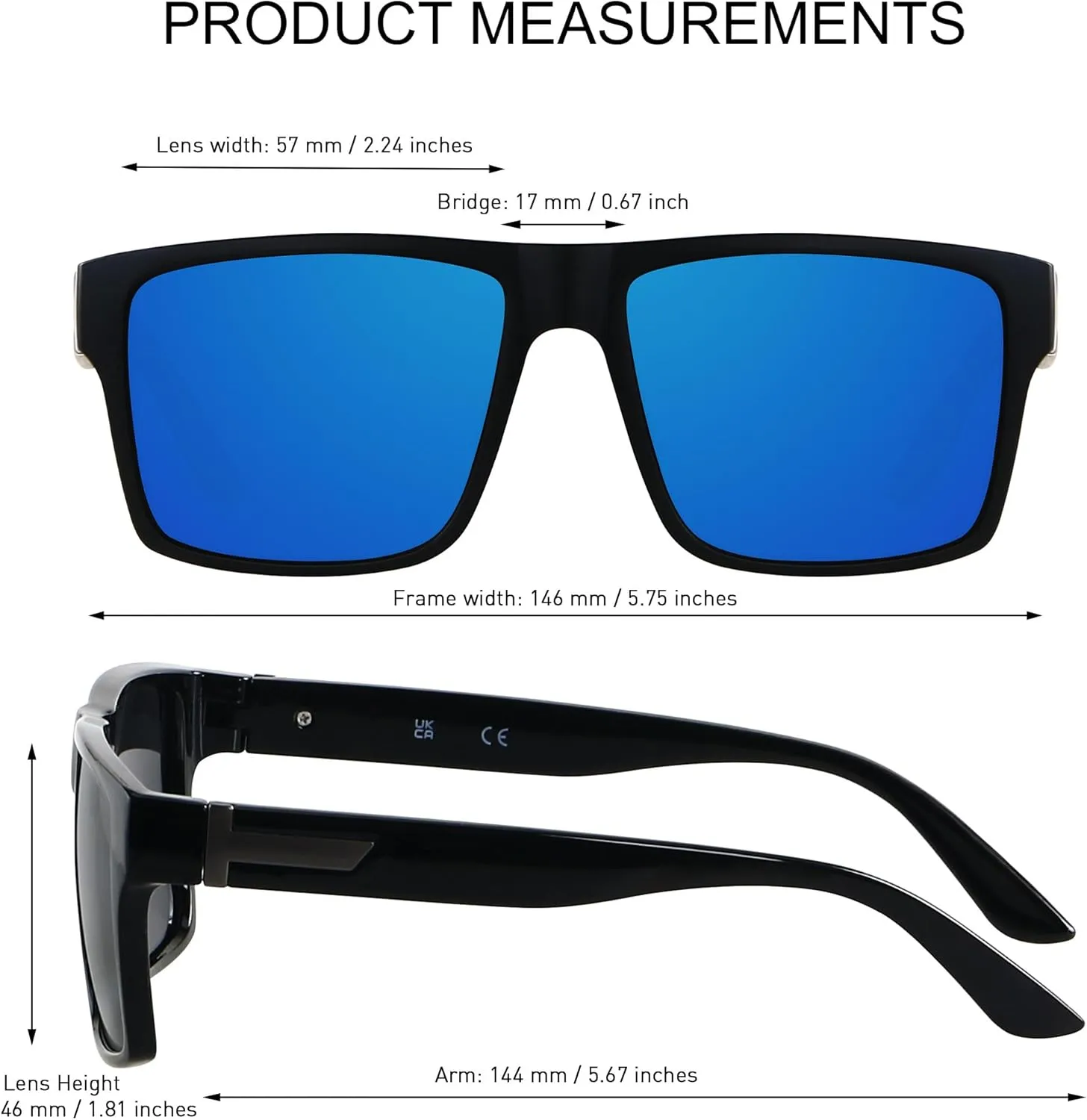 LYZOIT Square Sunglasses for Men Women Polarized Oversized Big UV Protection Rectangle Shades