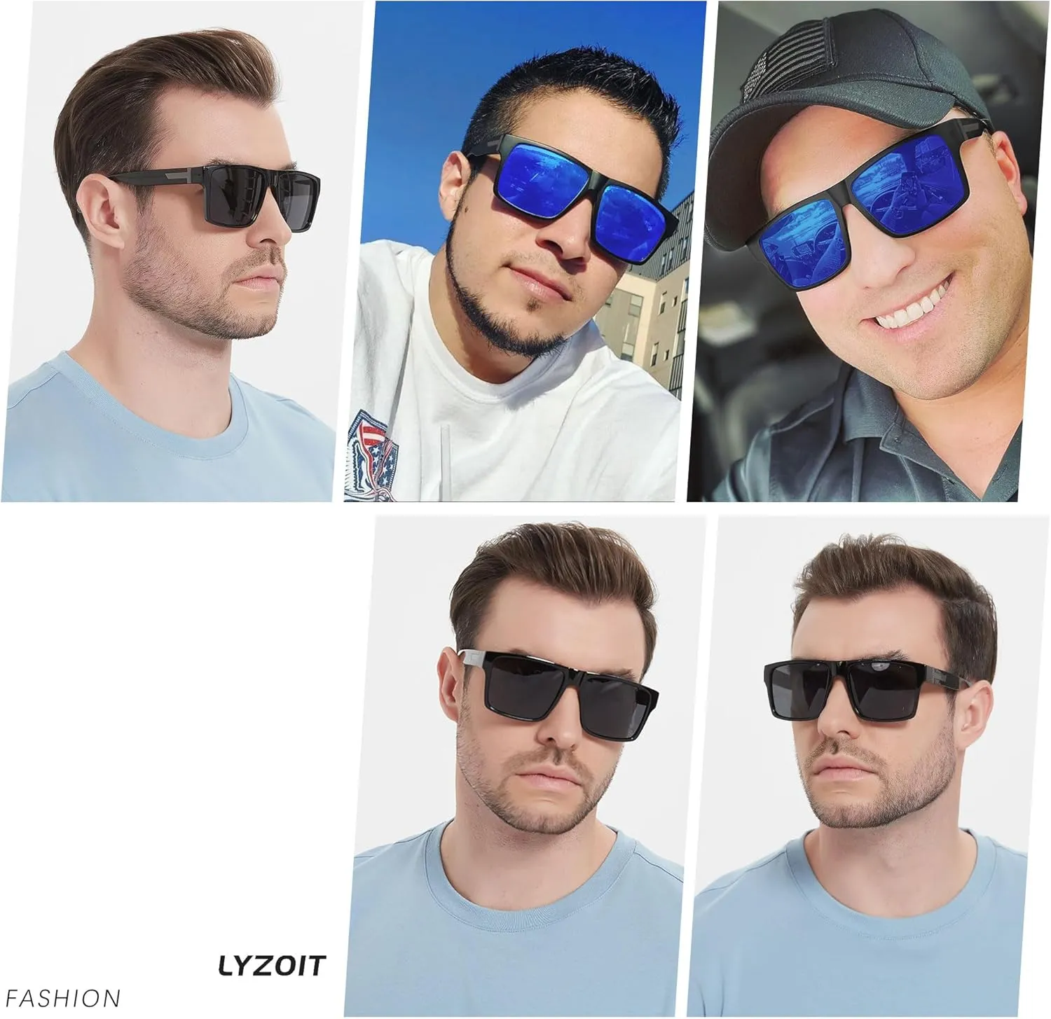 LYZOIT Square Sunglasses for Men Women Polarized Oversized Big UV Protection Rectangle Shades