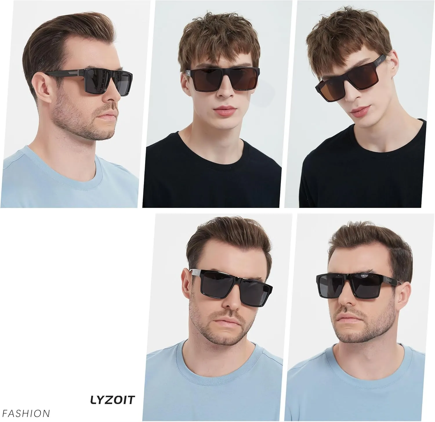 LYZOIT Square Sunglasses for Men Women Polarized Oversized Big UV Protection Rectangle Shades