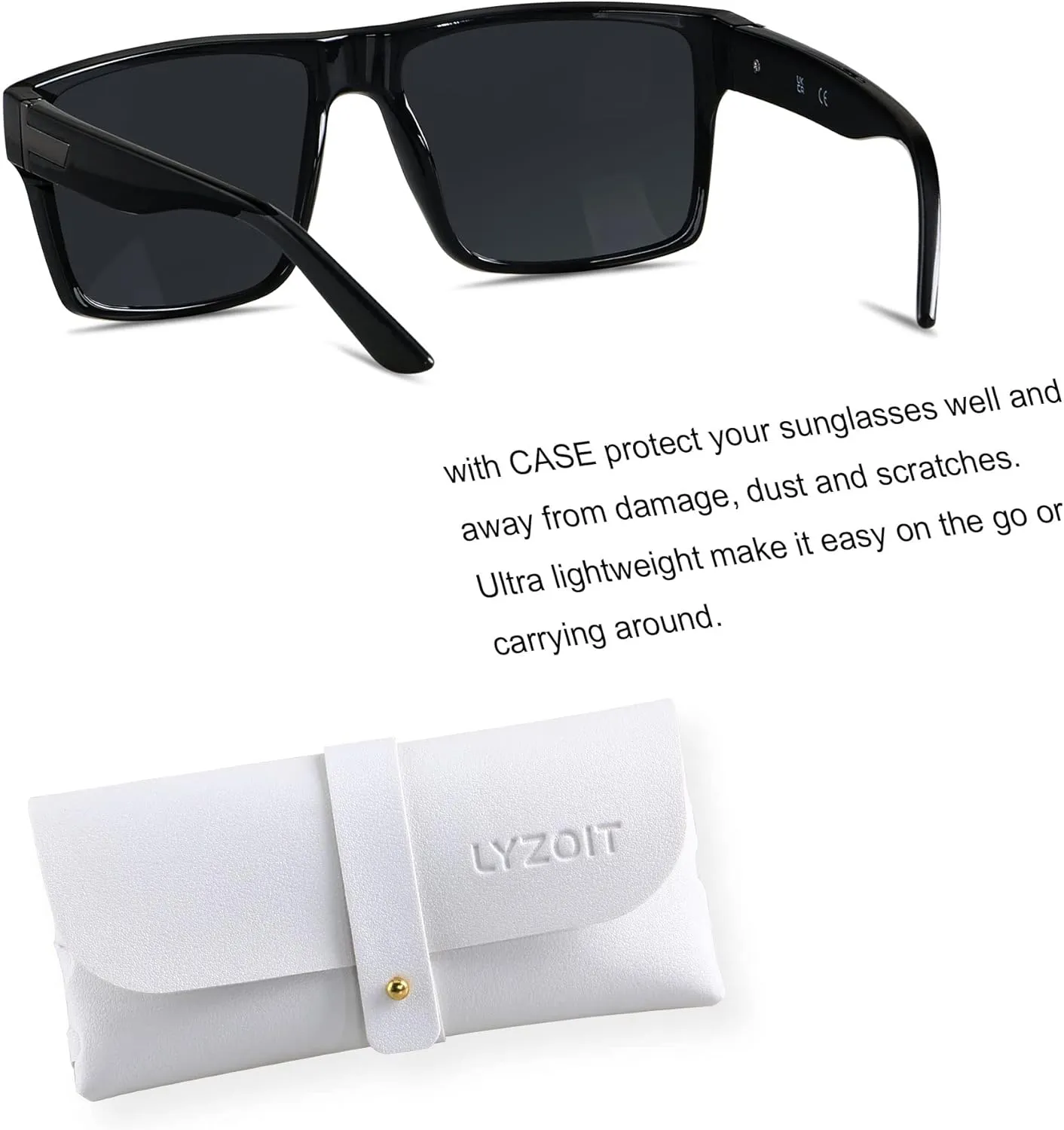 LYZOIT Square Sunglasses for Men Women Polarized Oversized Big UV Protection Rectangle Shades