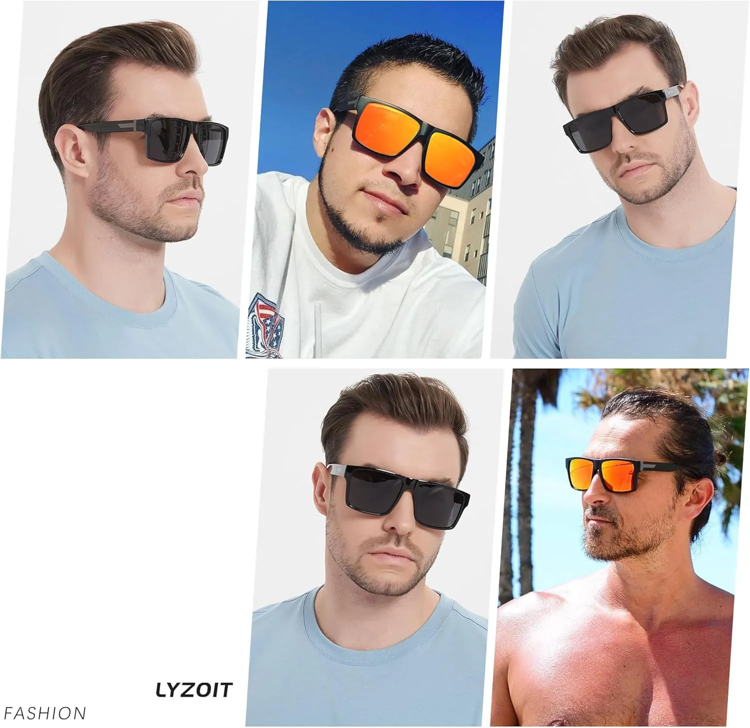 LYZOIT Square Sunglasses for Men Women Polarized Oversized Big UV Protection Rectangle Shades