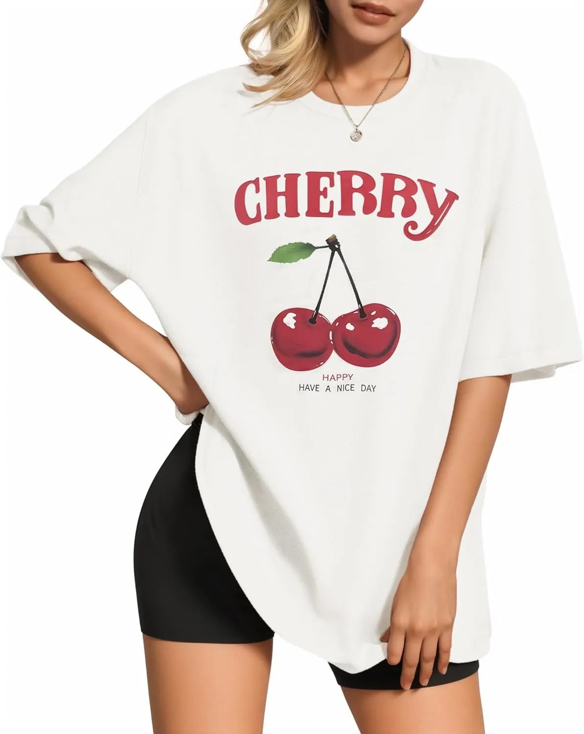 MANGOPOP Women's Oversized T Shirts Short Sleeve Crewneck Loose Fit Tops Summer Basic Tee