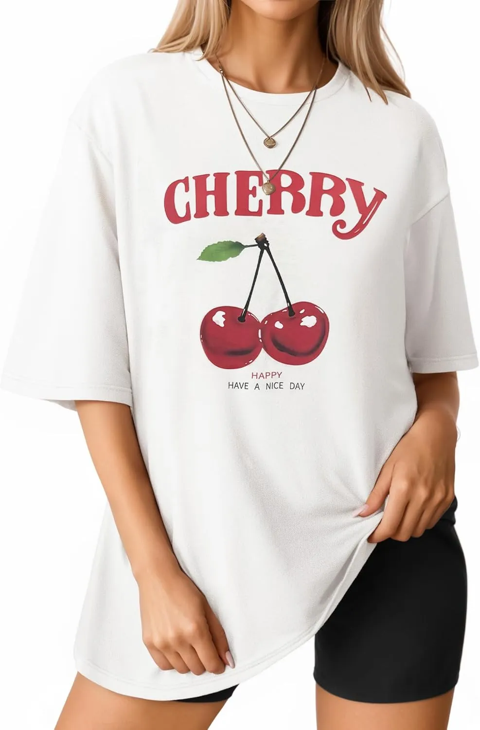 MANGOPOP Women's Oversized T Shirts Short Sleeve Crewneck Loose Fit Tops Summer Basic Tee
