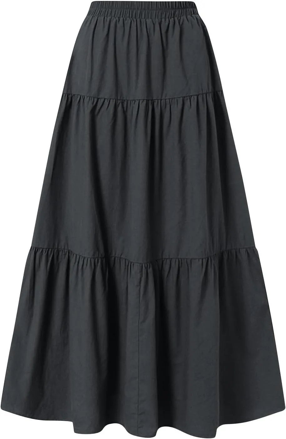 Maxi Skirt for Women Summer Drawstring High Waisted Aline Skirts Swing Tiered Ruffle Long Beach Skirt (S-2Xl)