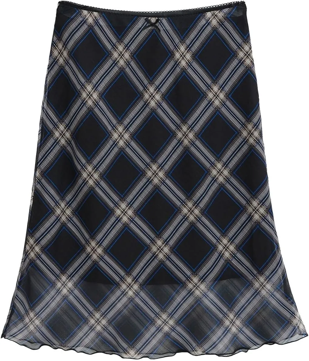 Maxi Skirts for Summer Vacation High Elastic Waist Slim Fit Workout Stretchy Y2K Plaid Graphic Pencil Skirts
