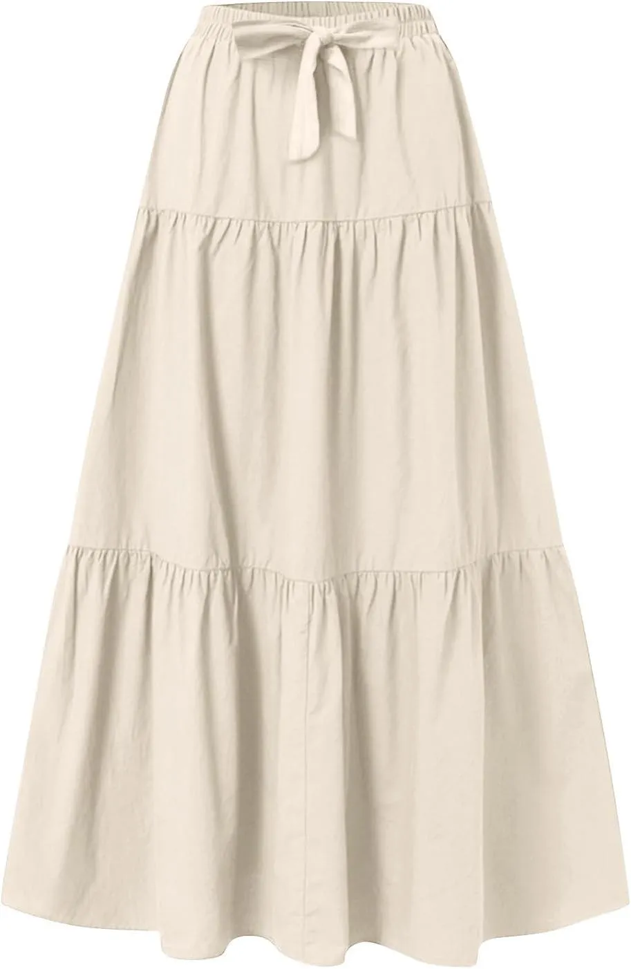 Maxi Skirts for Women Summer 3-Layer Tiered Elastic High Waisted Beach Skirt Smocked A Line Skirts Flowy Long Skirt