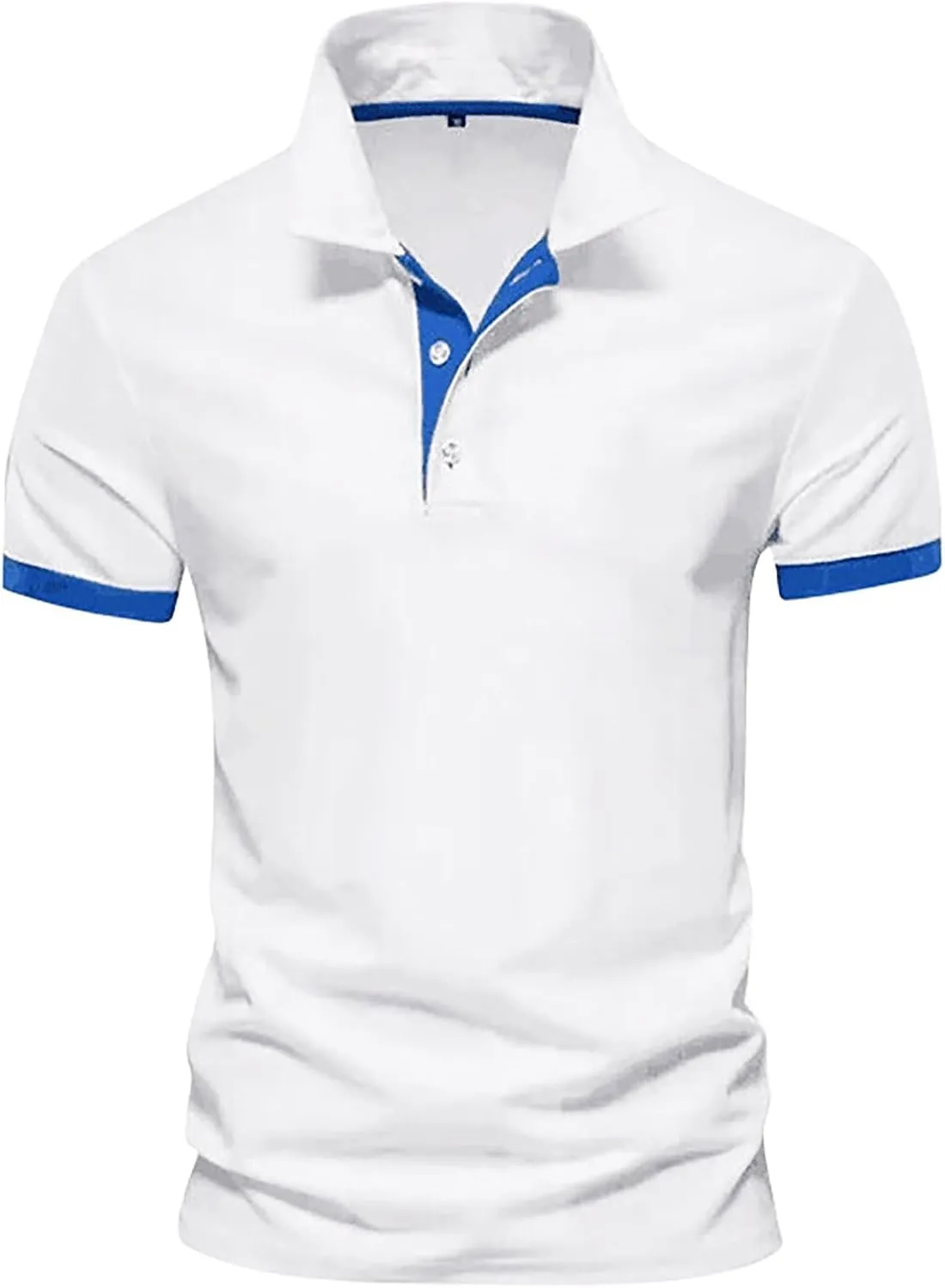 Men Polo Shirt Slim Fit Short Sleeve Cotton Golf Shirt Solid Performance Casual T-Shirts Lapel Collared Work Shirts