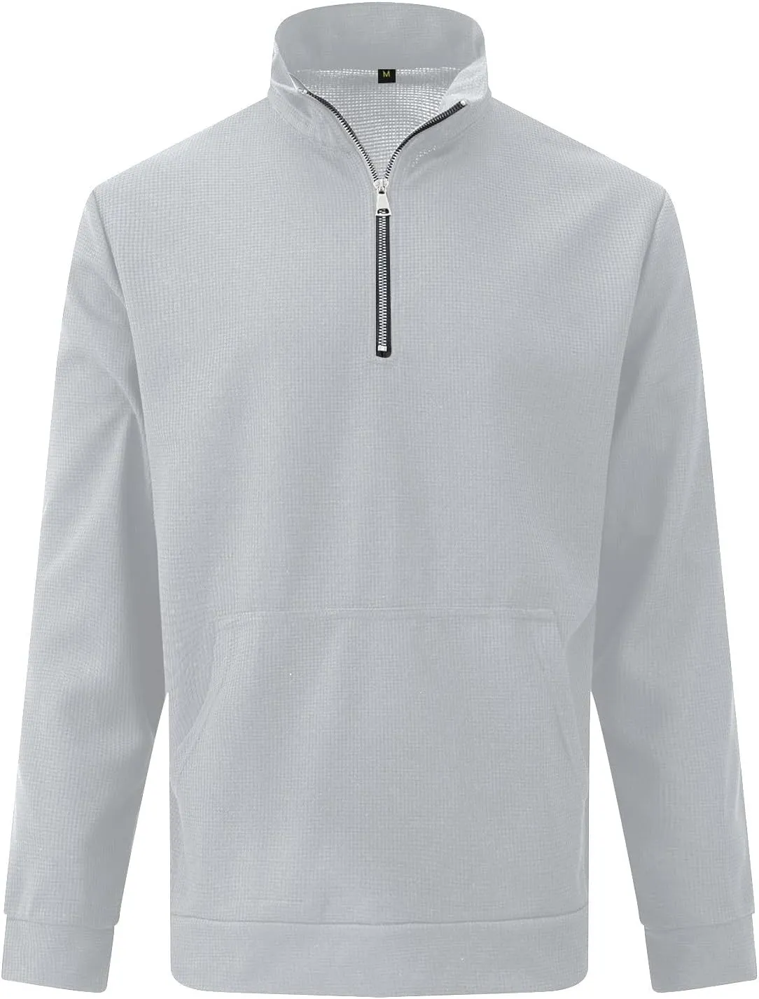 Men Waffle Sweatshirt Plus Size Slim Fit 1/4 Zip Long Sleeve Pullover Tops Casual Workout Daily Sweater with Pockets