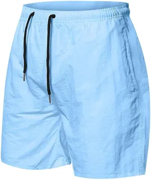 Men's Athletic Running Shorts Quick Dry Solid Color Workout Drawstring Shorts Lightweight Sports Basketball Shorts