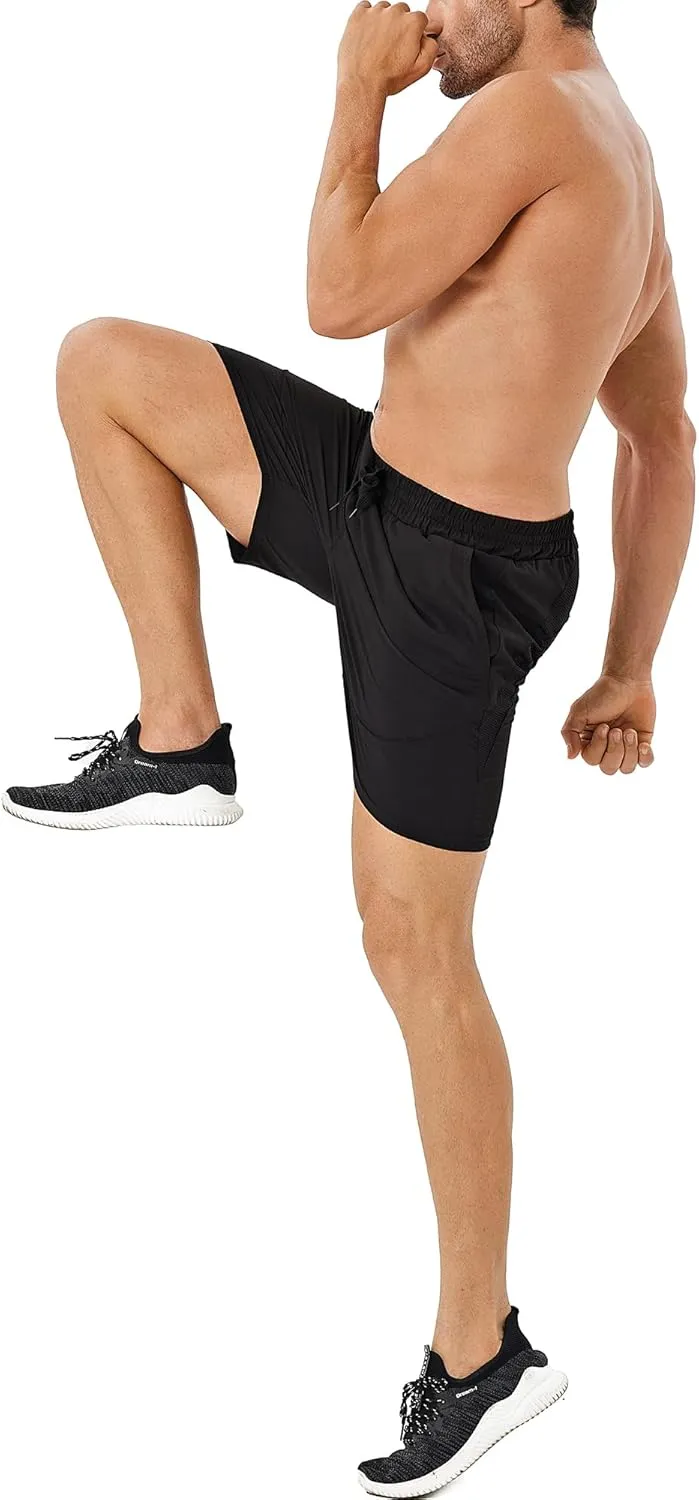 Men's Athletic Shorts Quick Dry Running Shorts with Zippered Pockets Performance Gym Lightweight Shorts