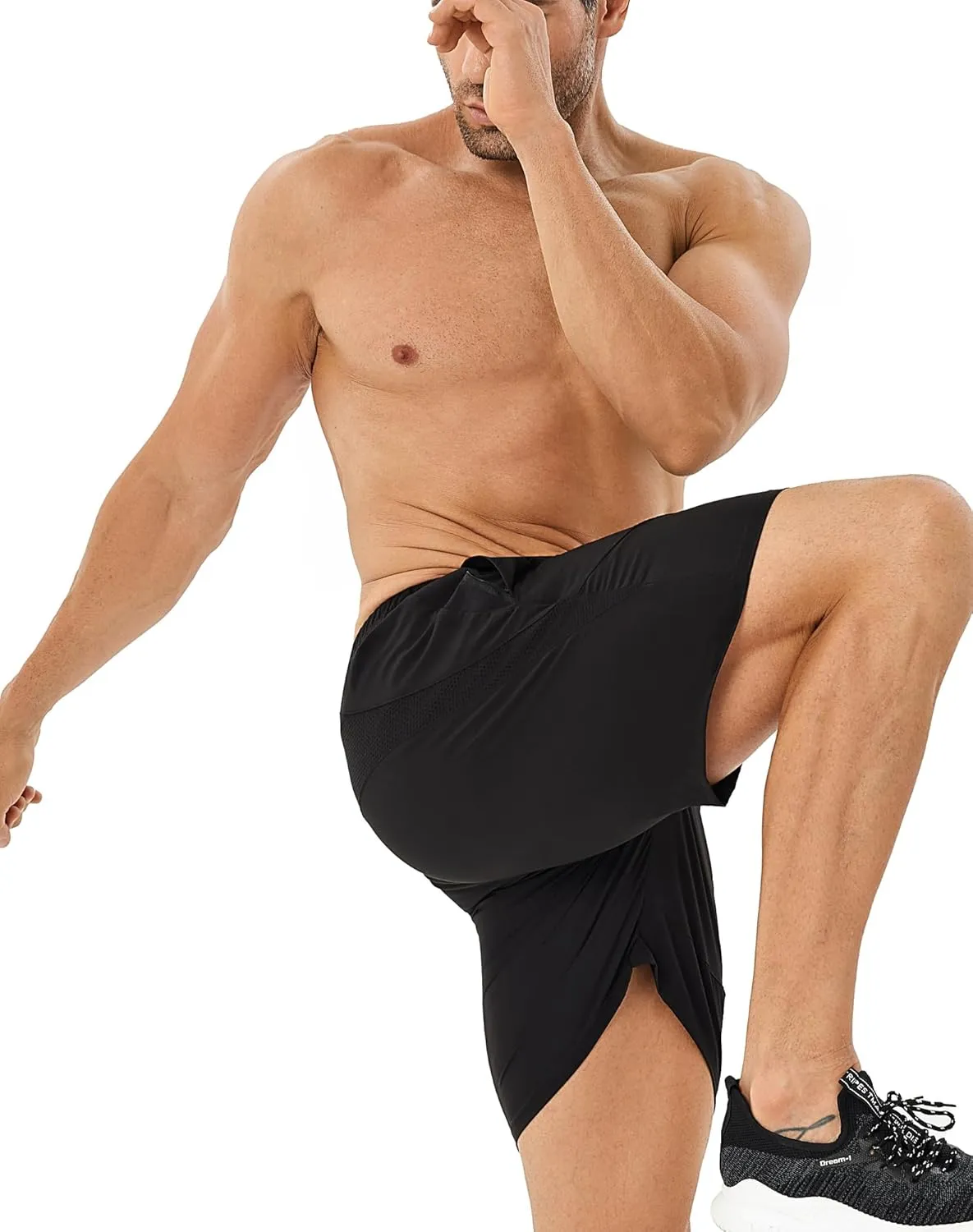 Men's Athletic Shorts Quick Dry Running Shorts with Zippered Pockets Performance Gym Lightweight Shorts