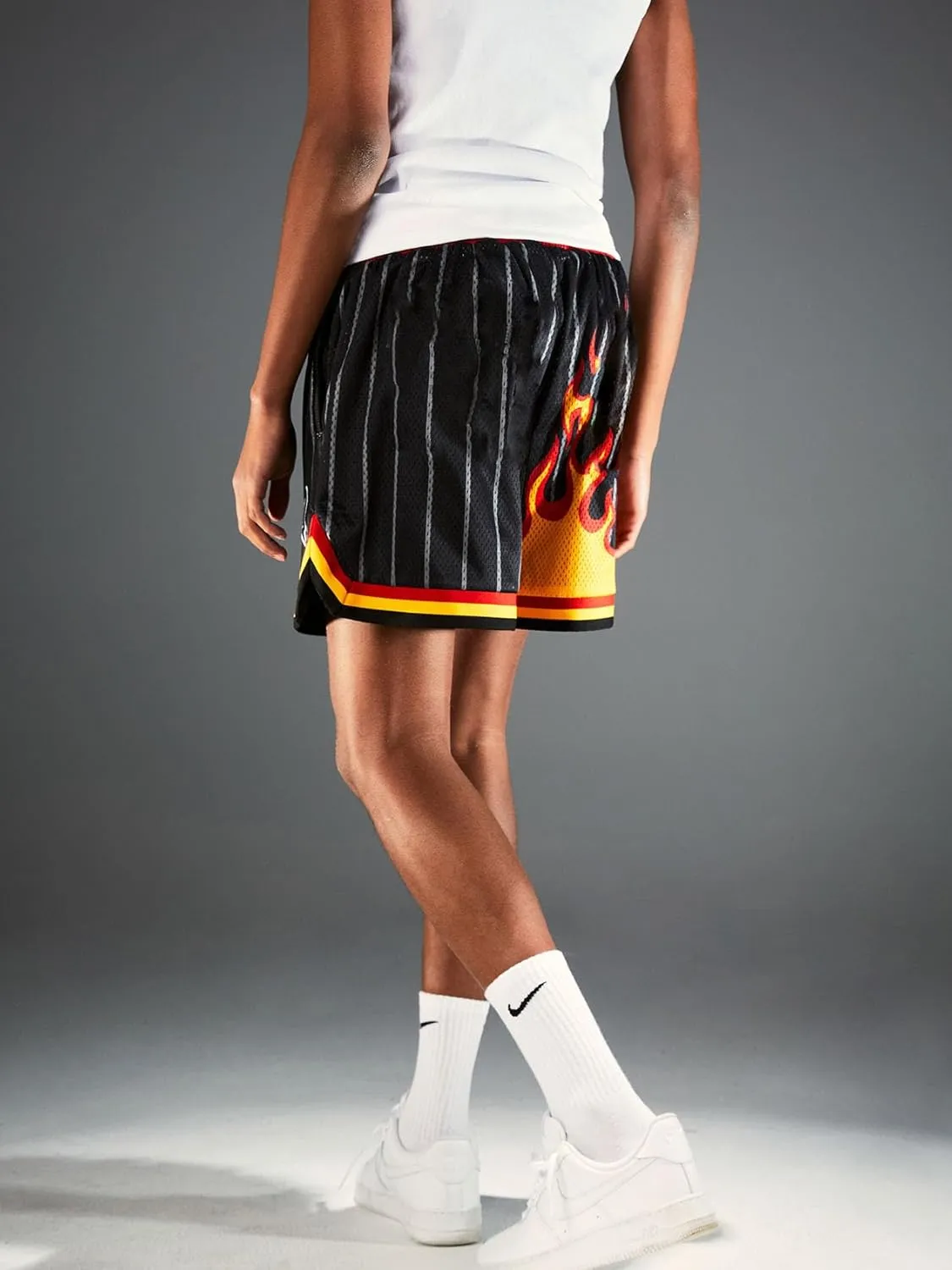 Men's Basketball Shorts Flame Design Gym Athletic Shorts with Pockets