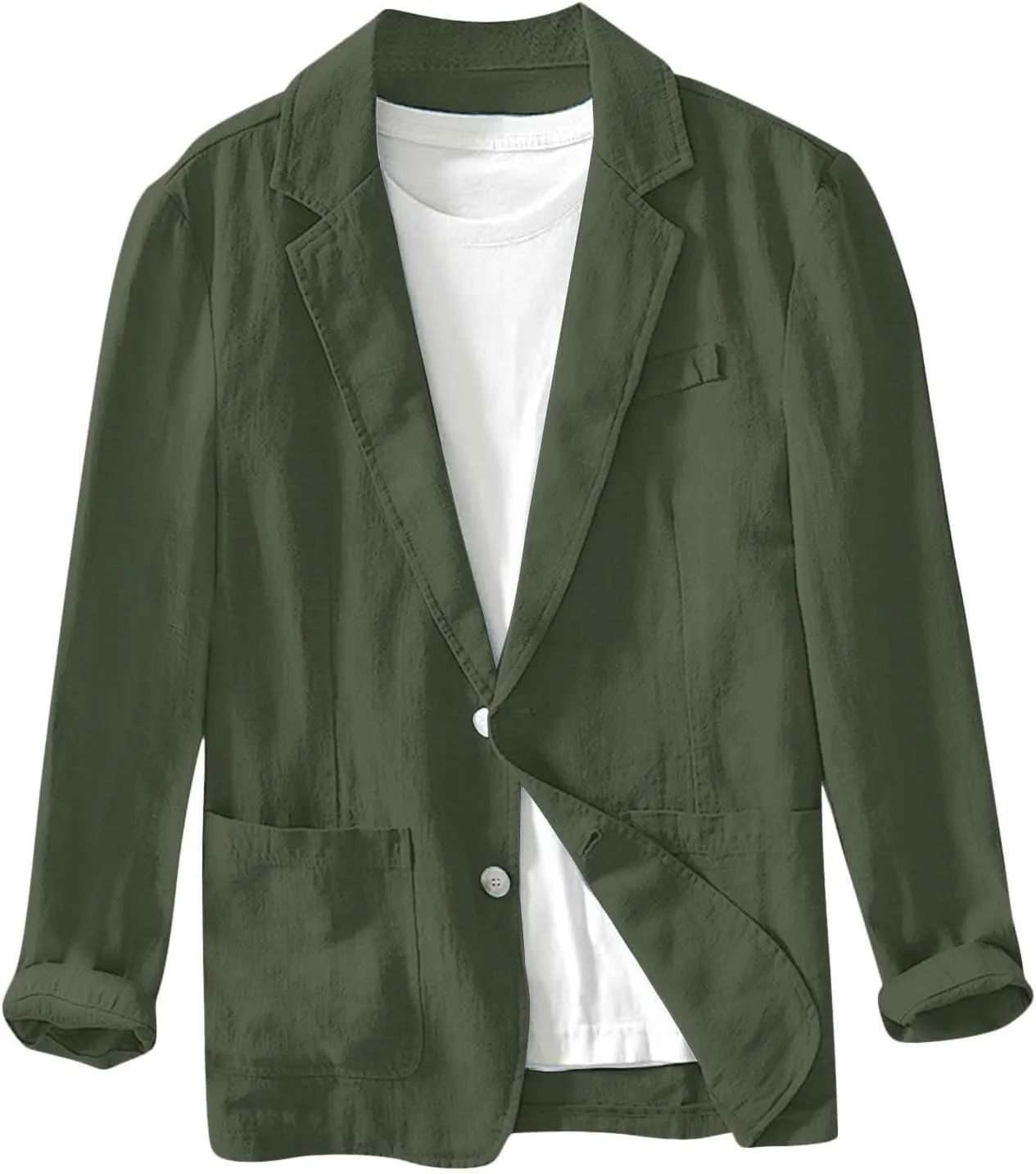 Men's Blazer Jacket Casual Cotton Linen Sports Coats Outwear Regular Fit Two Buttons Unlined Herringbone Suit Jackets