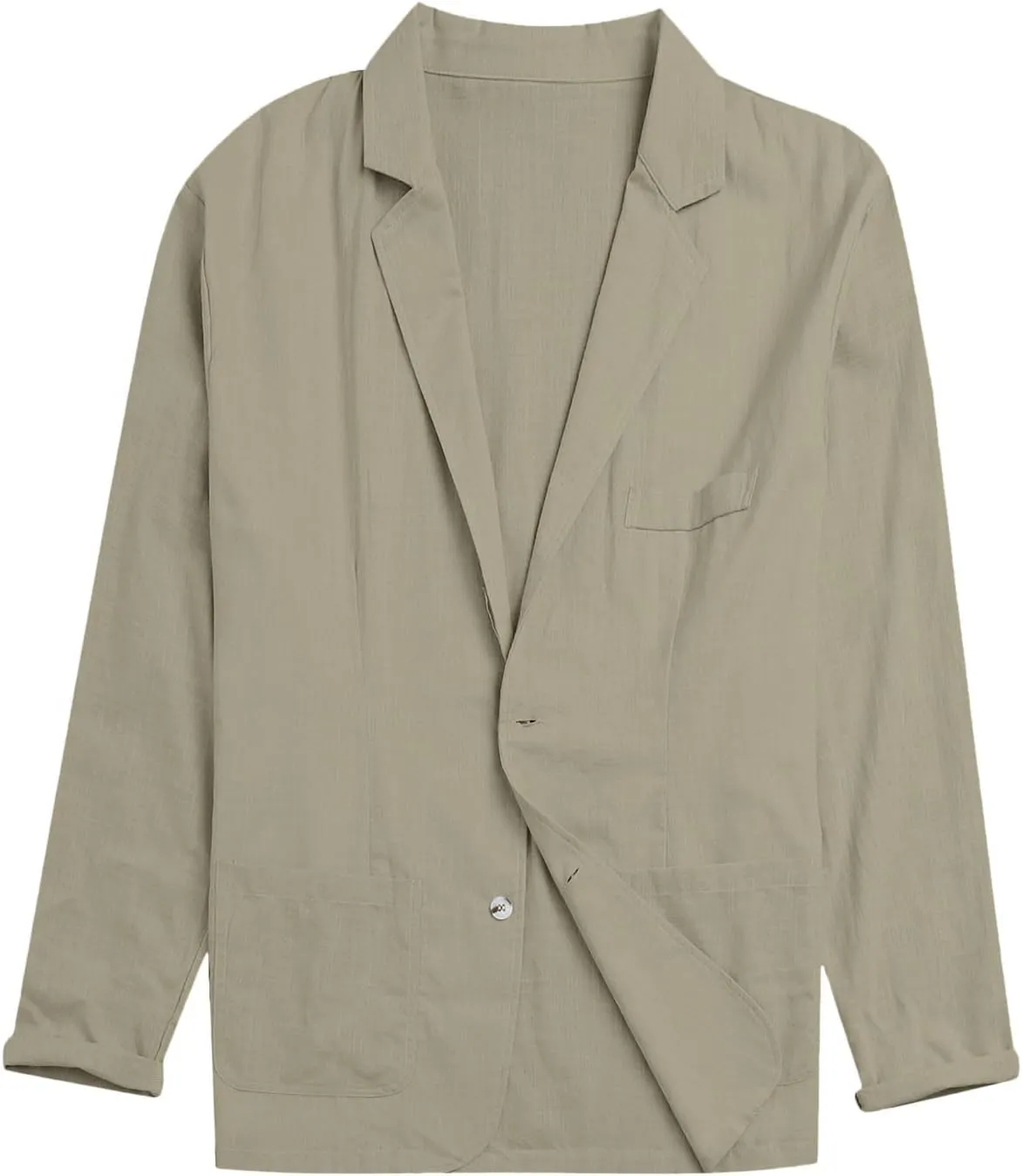Men's Blazer Jacket Casual Cotton Linen Sports Coats Outwear Regular Fit Two Buttons Unlined Herringbone Suit Jackets