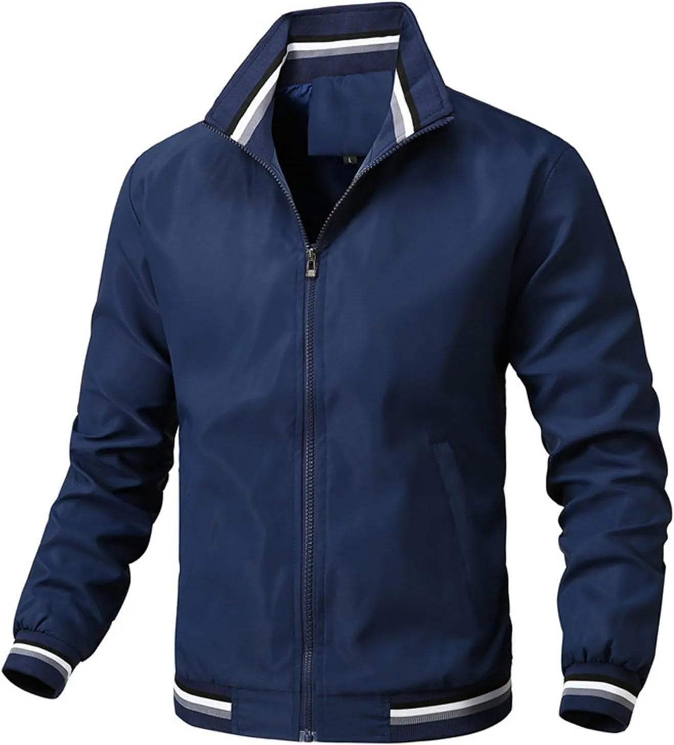 Mens Bomber Jacket Lightweight Casual Fall Spring Windbreaker Zip Up Coat Business Casual Dressy Jackets with Pockets