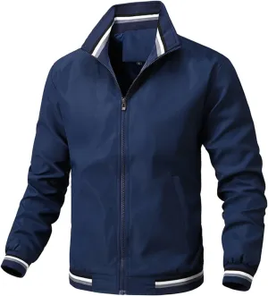 Mens Bomber Jacket Lightweight Casual Fall Spring Windbreaker Zip Up Coat Business Casual Dressy Jackets with Pockets