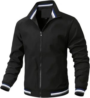 Mens Bomber Jacket Lightweight Casual Fall Spring Windbreaker Zip Up Coat Business Casual Dressy Jackets with Pockets