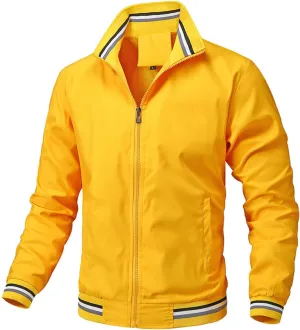 Mens Bomber Jacket Lightweight Casual Fall Spring Windbreaker Zip Up Coat Business Casual Dressy Jackets with Pockets