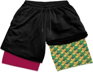Mens Boy 2 in 1 Workout Running Shorts Quick Dry Lightweight Gym Athletic Training Shorts