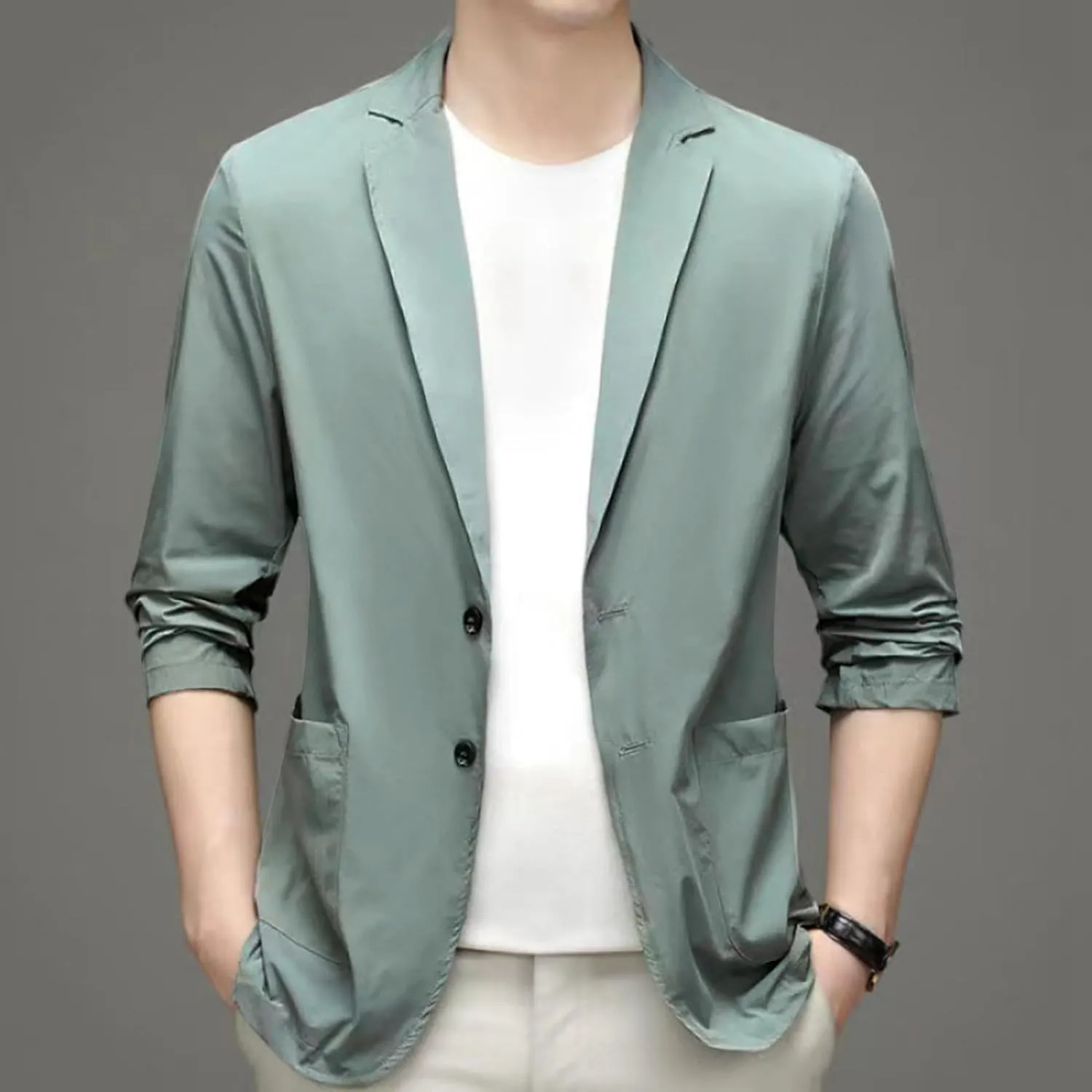 Men's Casual Blazer Suit Jackets Button Lightweight Unlined Sport Coat Spring Summer Suit Casual Stretch Slim Fit Suit