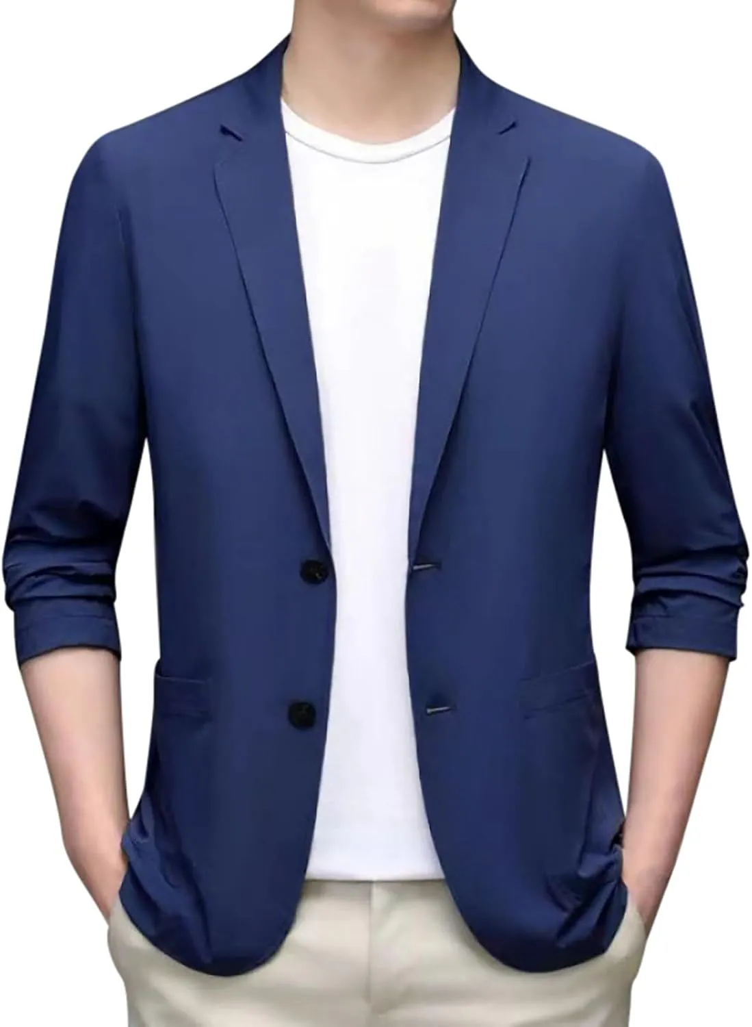 Men's Casual Blazer Suit Jackets Button Lightweight Unlined Sport Coat Spring Summer Suit Casual Stretch Slim Fit Suit