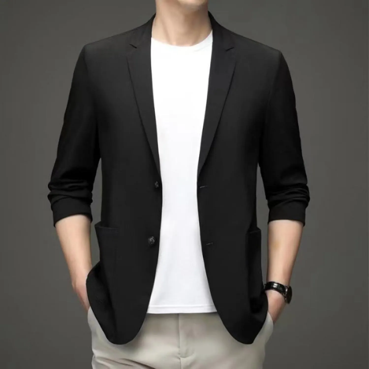 Men's Casual Blazer Suit Jackets Button Lightweight Unlined Sport Coat Spring Summer Suit Casual Stretch Slim Fit Suit