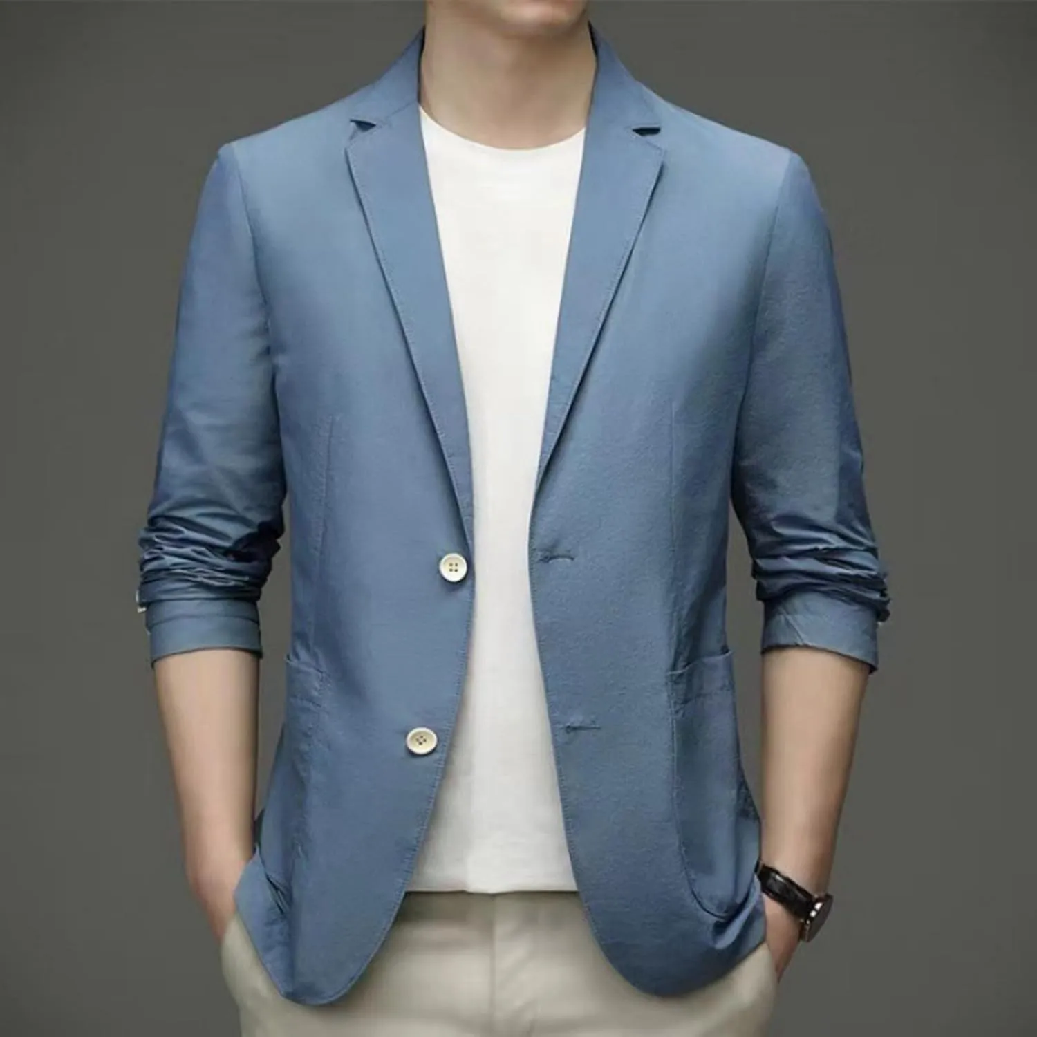 Men's Casual Blazer Suit Jackets Button Lightweight Unlined Sport Coat Spring Summer Suit Casual Stretch Slim Fit Suit