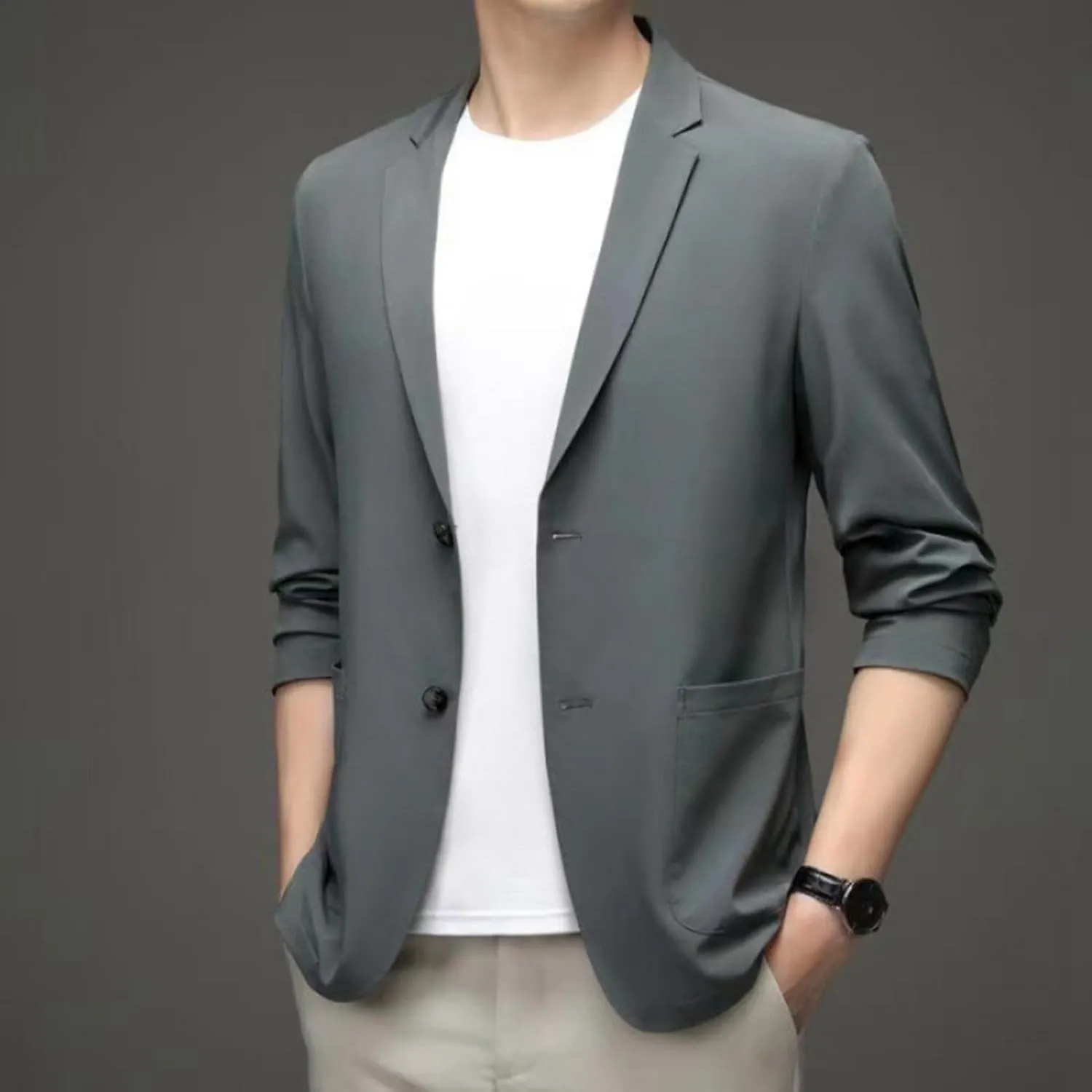 Men's Casual Blazer Suit Jackets Button Lightweight Unlined Sport Coat Spring Summer Suit Casual Stretch Slim Fit Suit
