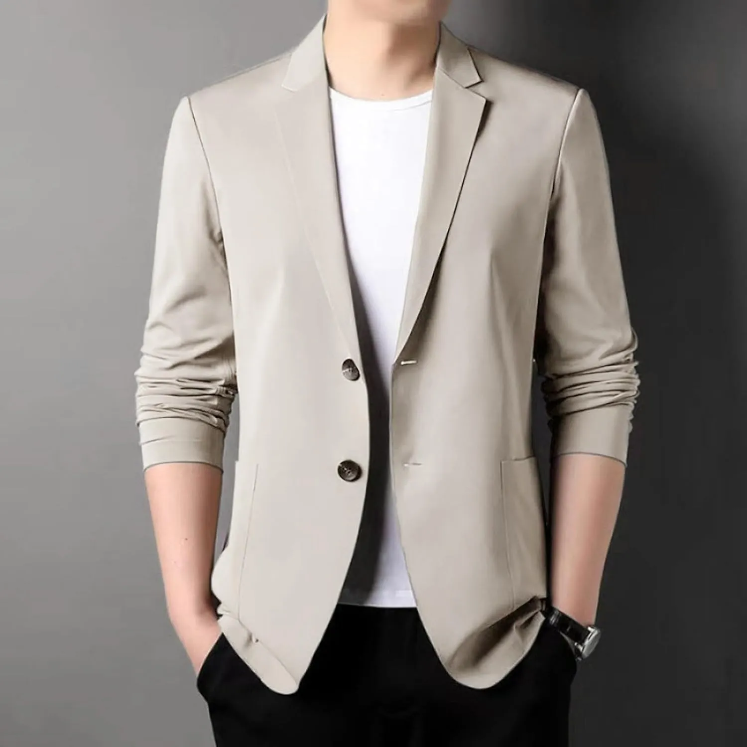 Men's Casual Blazer Suit Jackets Button Lightweight Unlined Sport Coat Spring Summer Suit Casual Stretch Slim Fit Suit