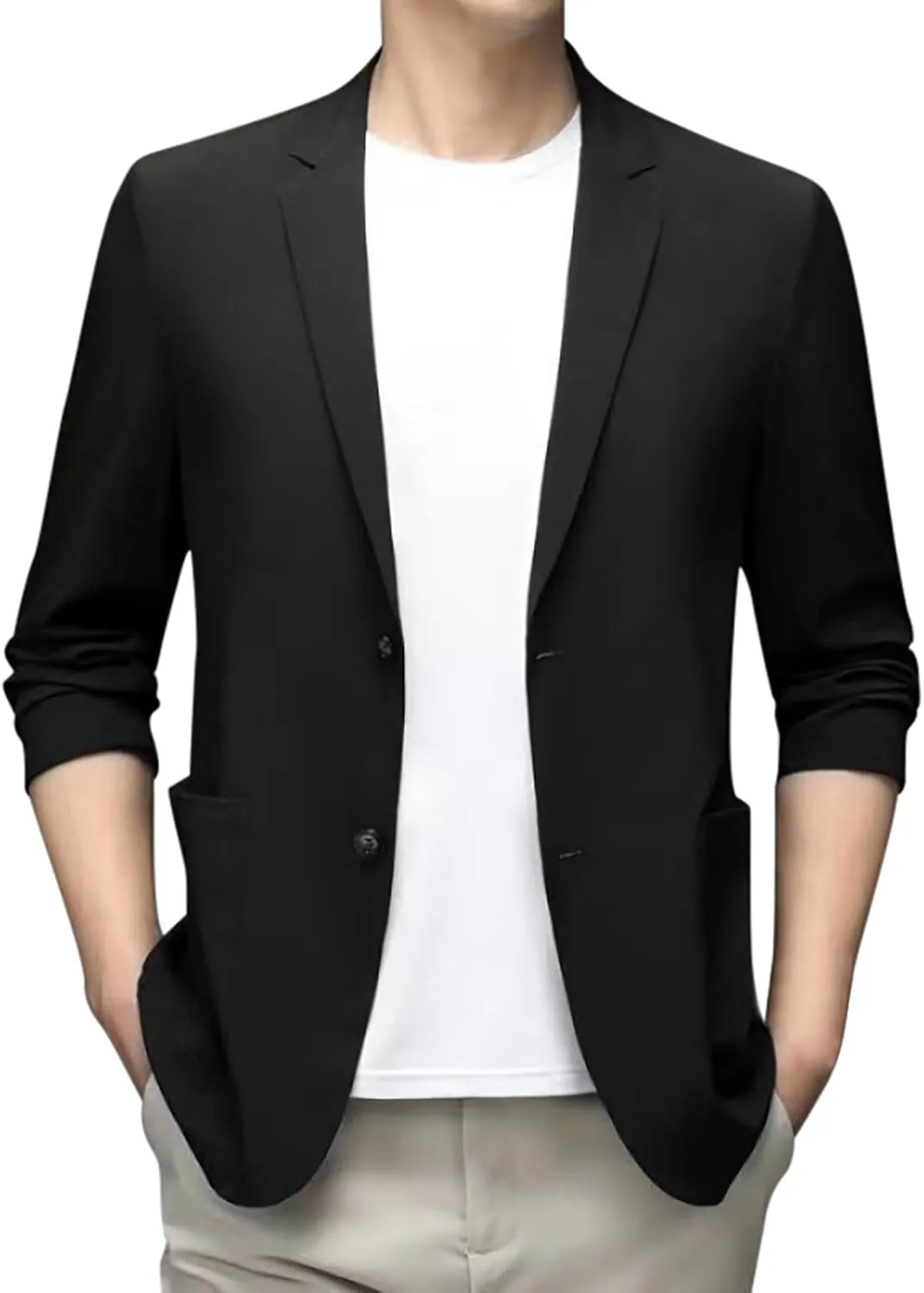 Men's Casual Blazer Suit Jackets Button Lightweight Unlined Sport Coat Spring Summer Suit Casual Stretch Slim Fit Suit