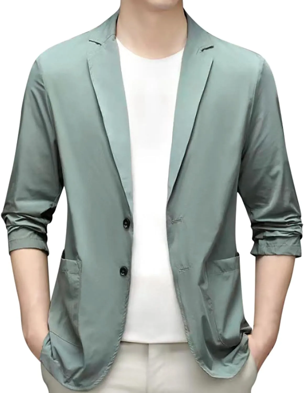 Men's Casual Blazer Suit Jackets Button Lightweight Unlined Sport Coat Spring Summer Suit Casual Stretch Slim Fit Suit