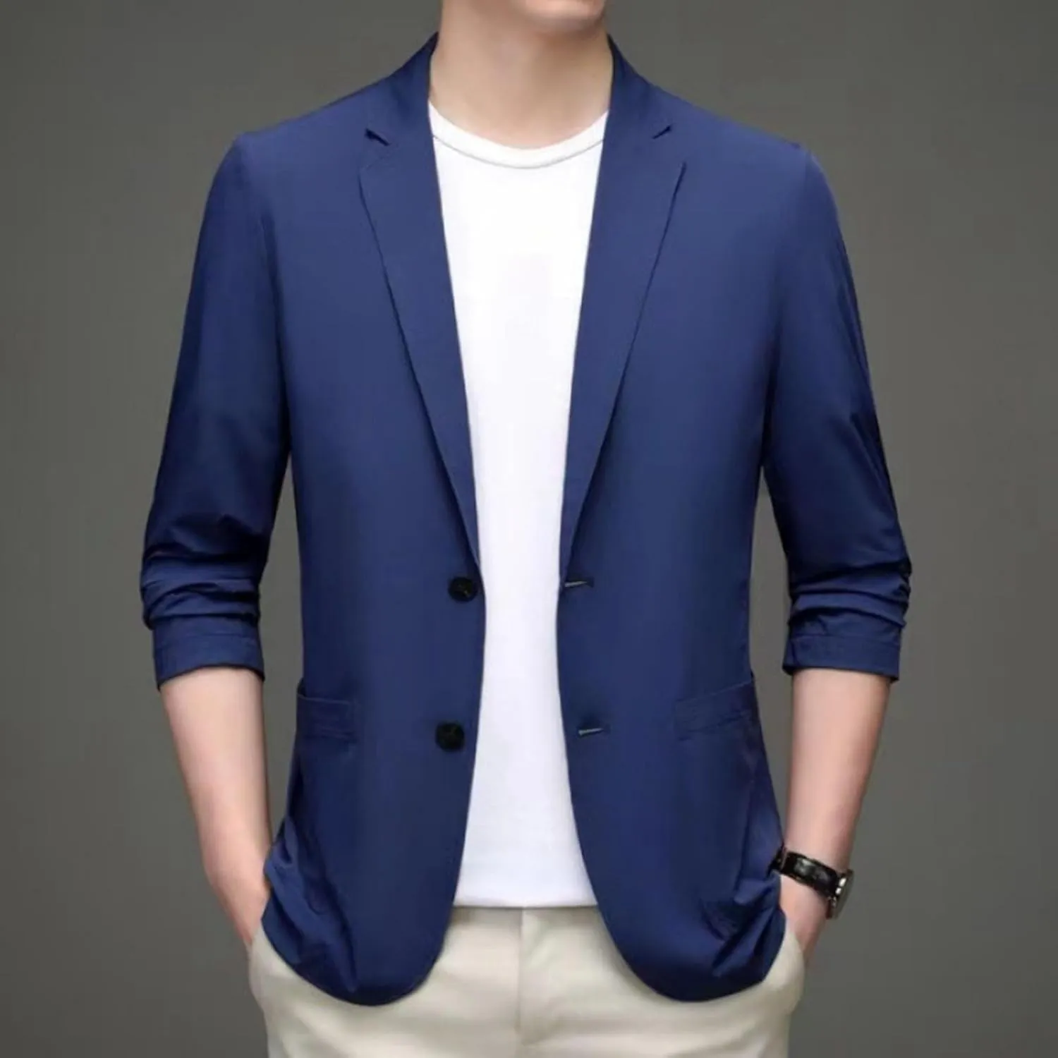Men's Casual Blazer Suit Jackets Button Lightweight Unlined Sport Coat Spring Summer Suit Casual Stretch Slim Fit Suit