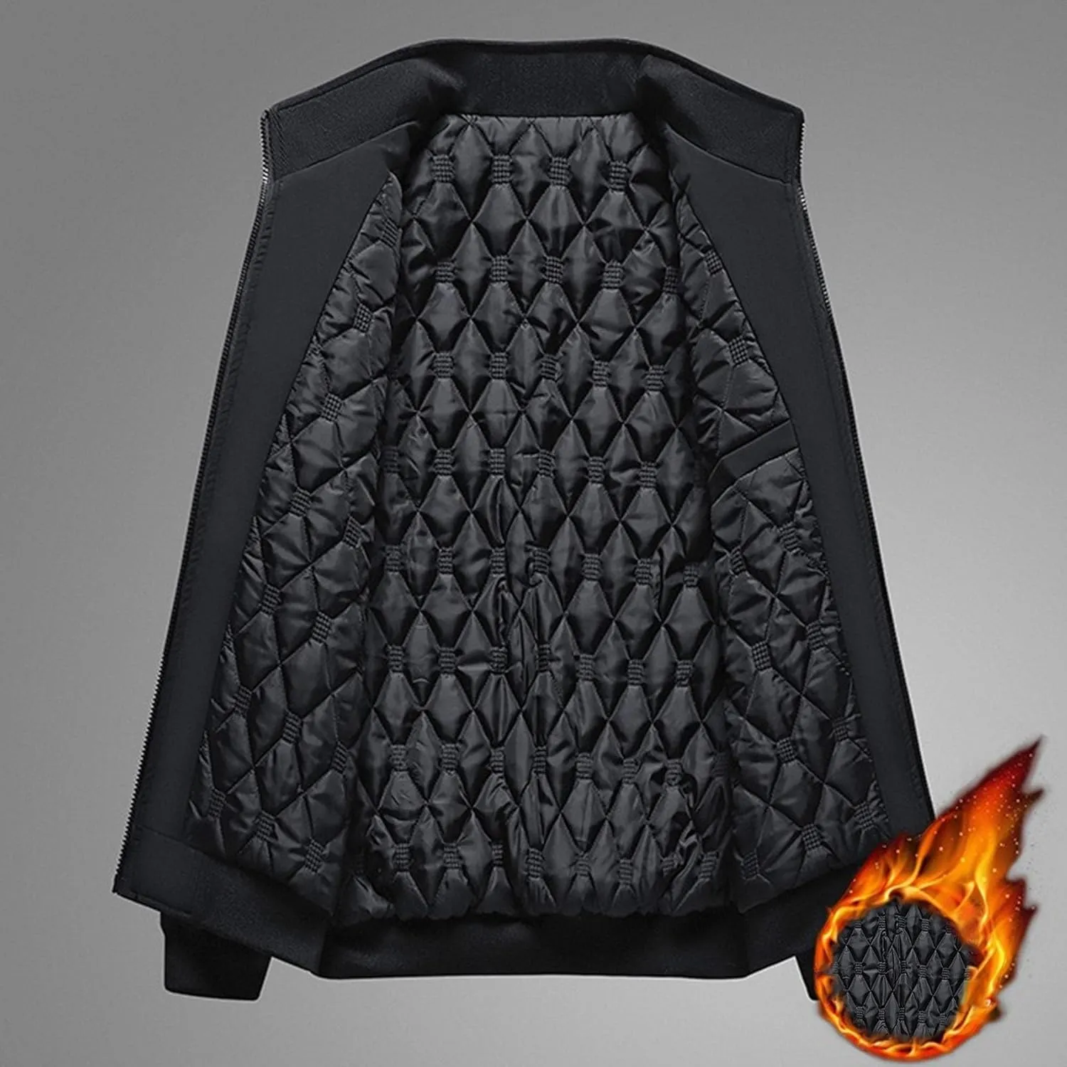 Men's Casual Windproof Bomber Jackets Full Zip Thickened Windbreaker Jackets Warm Winter Padded Coats
