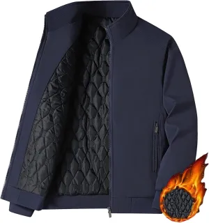 Men's Casual Windproof Bomber Jackets Full Zip Thickened Windbreaker Jackets Warm Winter Padded Coats