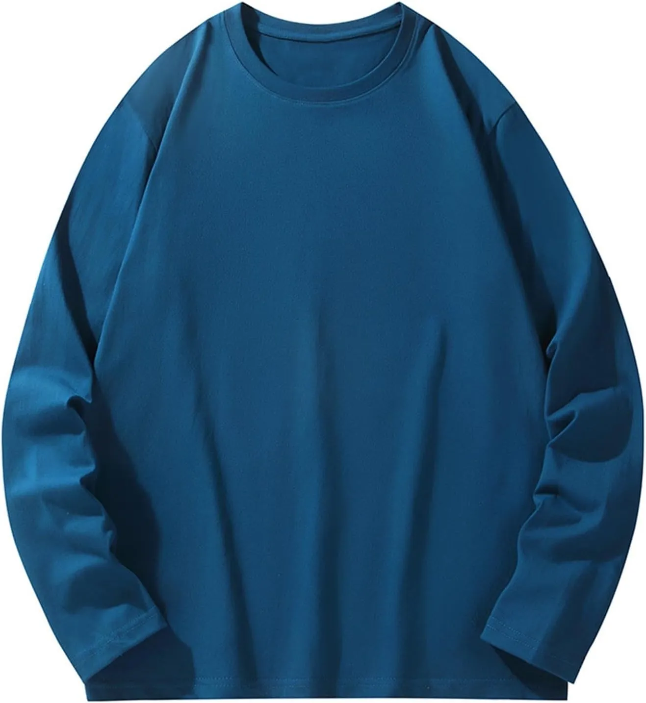 Men's Cotton Tshirts Casual Stylish Solid Long Sleeve Shirt Oversize Baggy Crewneck Breathable Pullover Tops 2024