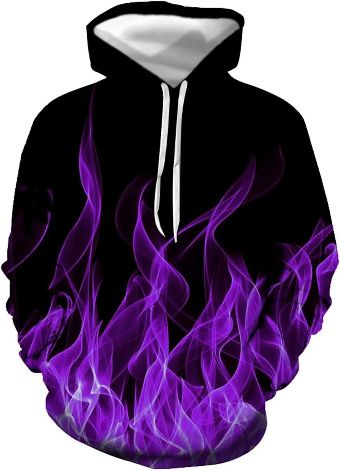 Men's Fashion Hoodies & Sweatshirts Drawstring Long Sleeve Casual Hooded Pullover 3D Flame Print Graphic Tee Shirts