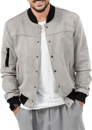 Mens Faux Suede Bomber Jackets 2024 Varsity Jacket Windbreaker Vintage Casual Lightweight Leather Coats Jackets