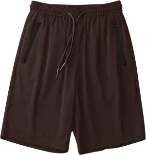 Mens Gym Shorts Mesh Breathable Quick-Dry Basketball Shorts Lightweight Running Half Pants with Zipper Pockets