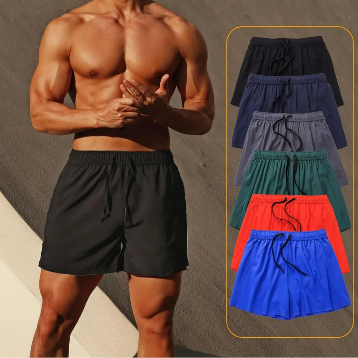 Men's Gym Workout Shorts Quick Dry Athletic Shorts for Men Lightweight Running Shorts with Pockets