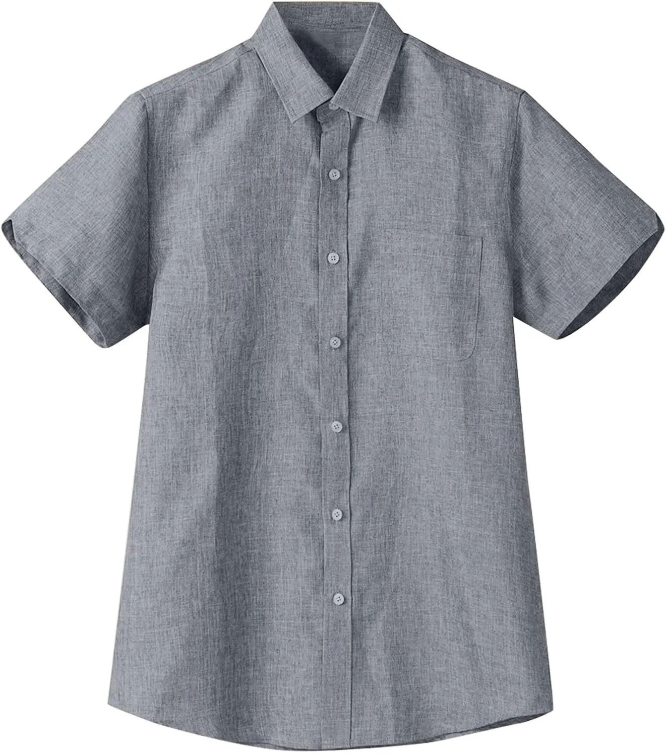 Mens Hawaiian Shirts Short Sleeve Cotton Lined Button Down Shirt Summer Solid T Shirts Beach Collared Tops with Pocket