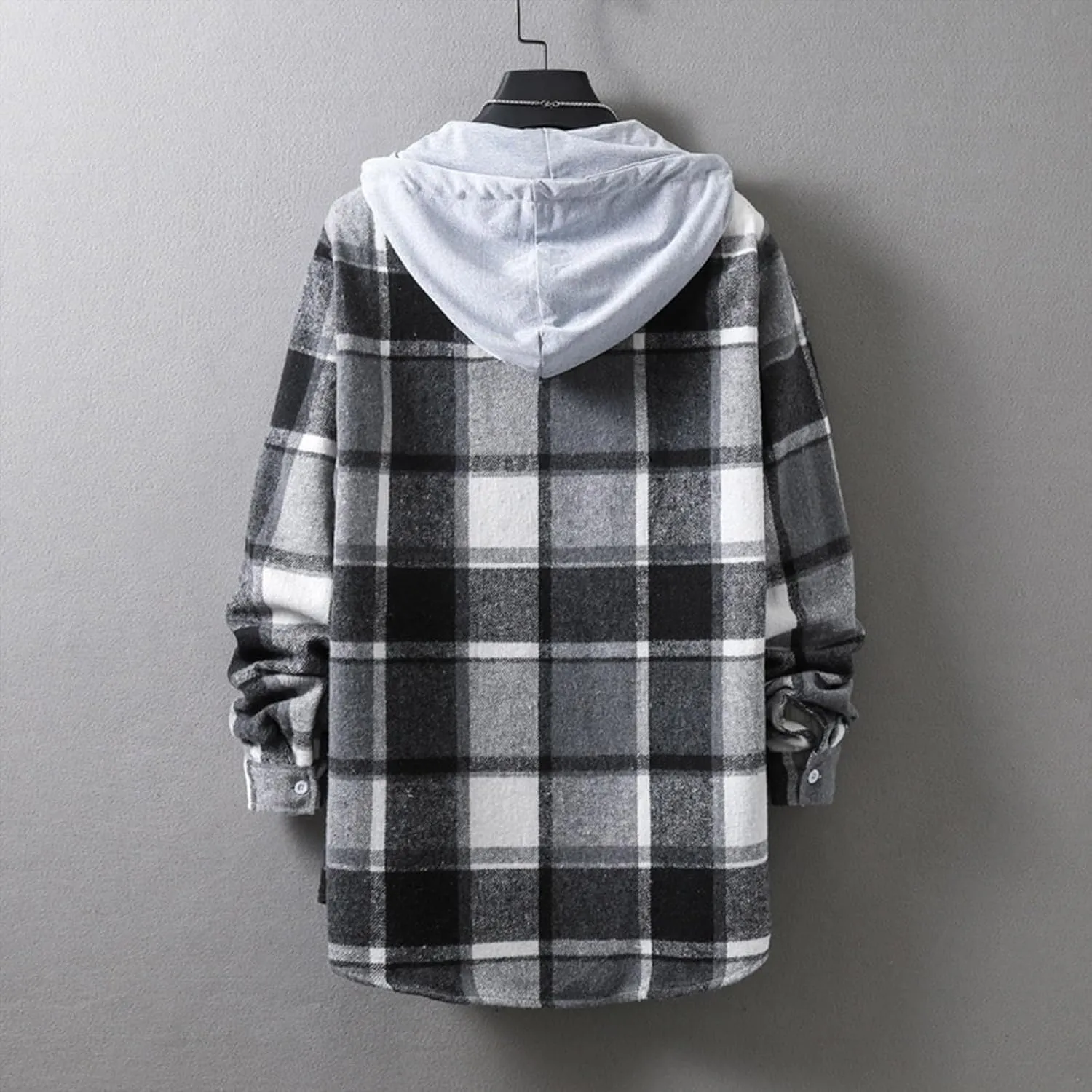 Men's Hooded Shirts Jackets Casual Long Sleeve Lightweight Hoodie New Casual Fashion Youth Button Winter Warm Coats