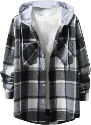Men's Hooded Shirts Jackets Casual Long Sleeve Lightweight Hoodie New Casual Fashion Youth Button Winter Warm Coats