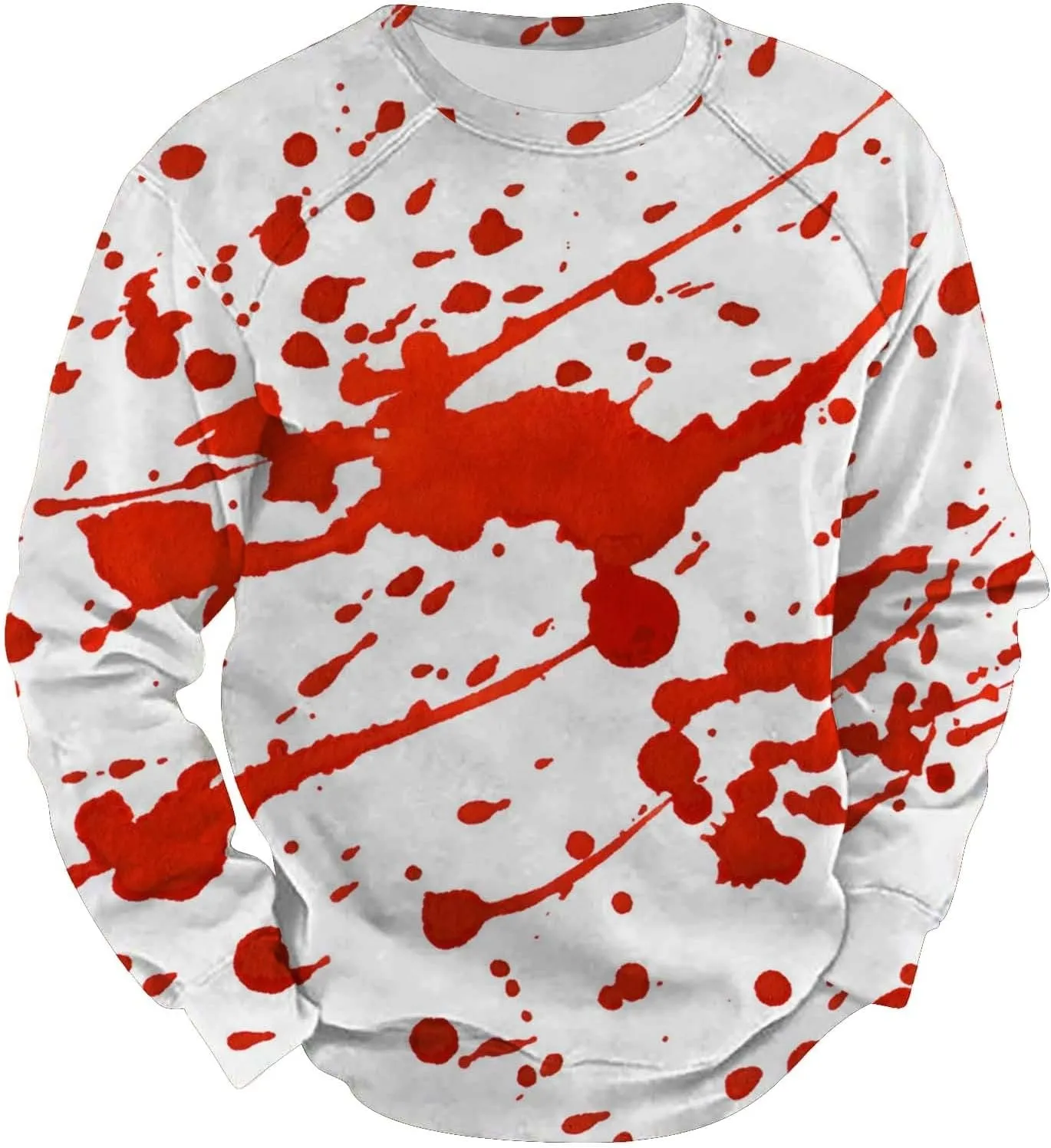 Men's Horror Blood Halloween Shirts Plus Size Fall Fashion Long Sleeve Crew Neck Sweatshirt Funny Tee Shirt Gift