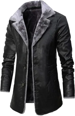 Mens Jackets New Winter Plush Thick Windbreaker Leather Men's Suit Collar Jackets Casual Stylish